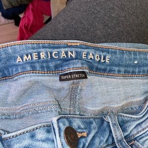 Light wash blue denim skinny jeans from american eagle. Size 12